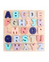 Drewniane klocki edukacyjne literki alfabet